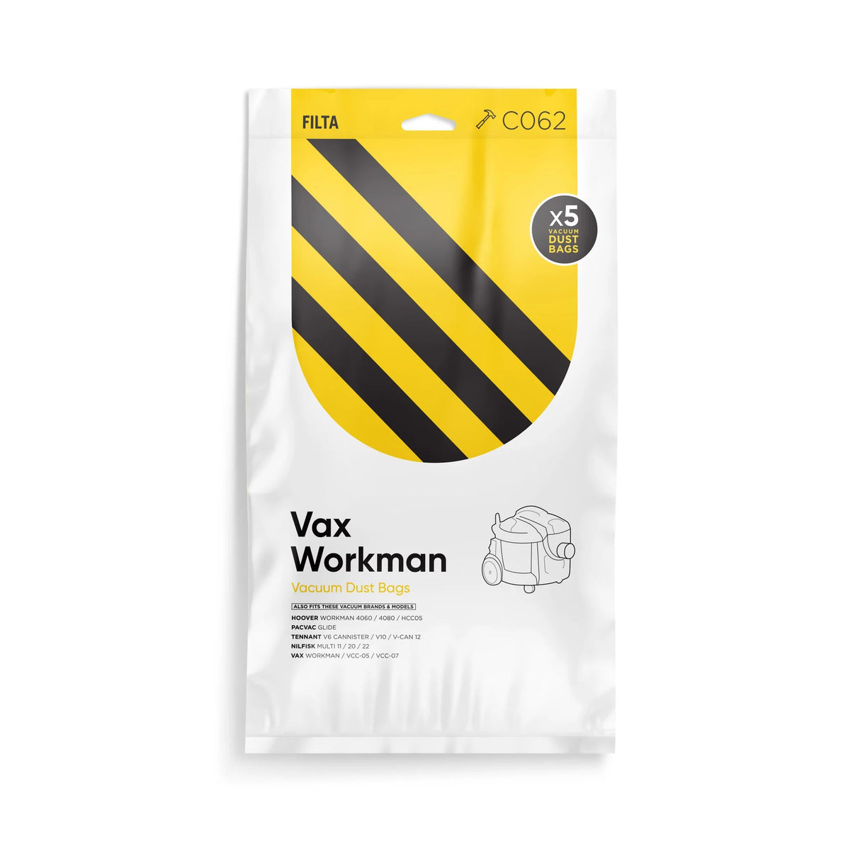 Filta Pacvac Glide Vacuum Cleaner Bags Pack of 5