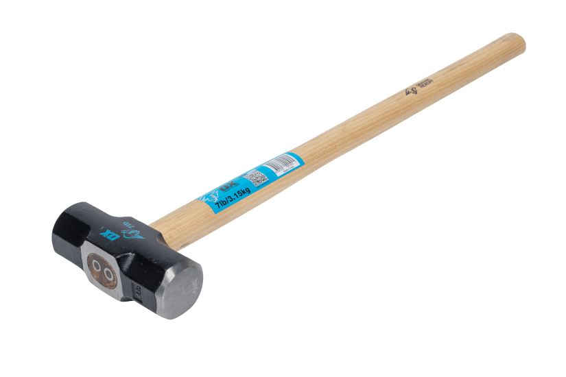 OX Pro Sledge Hammer with hickory handle, 3.2 kgs, designed for demolition with durable steel head and ergonomic grip.