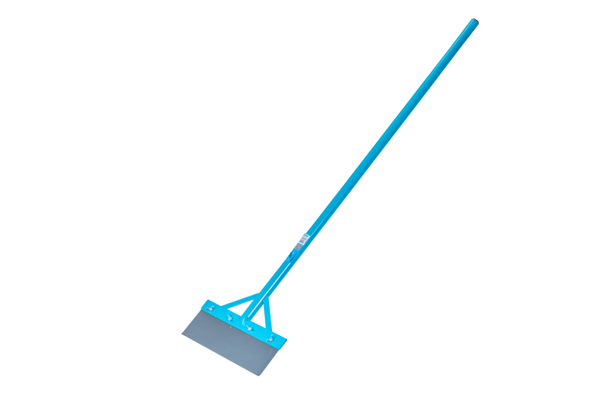 Durable all-steel 350mm floor scraper with 1500mm reach, powder-coated finish, and replaceable spring steel blade for efficient scraping.