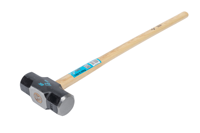 Heavy-duty OX Pro Sledge Hammer with hickory handle and hardened steel head, perfect for efficient demolition and construction tasks.