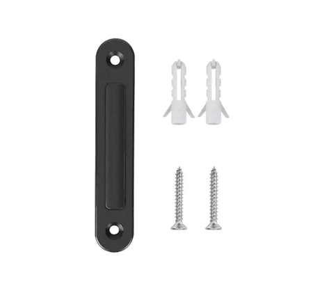 Durable wall clip for universal retractable belts with screws, ideal for organized storage in various settings.