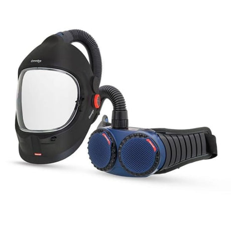 CLEANAIR Ready2Work Omnira Air and AerGo set with PAPR, air filter, and hose in a portable duffle bag for safe breathing.