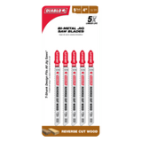 Diablo Bi-Metal Jig Saw Blade - Reverse Wood Cuts 100mm Pack of 5