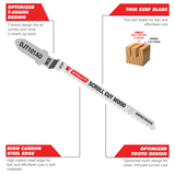 Diablo High Carbon Steel jig saw blades, 100mm, pack of 5, designed for fast, precise wood cutting with clean finishes.