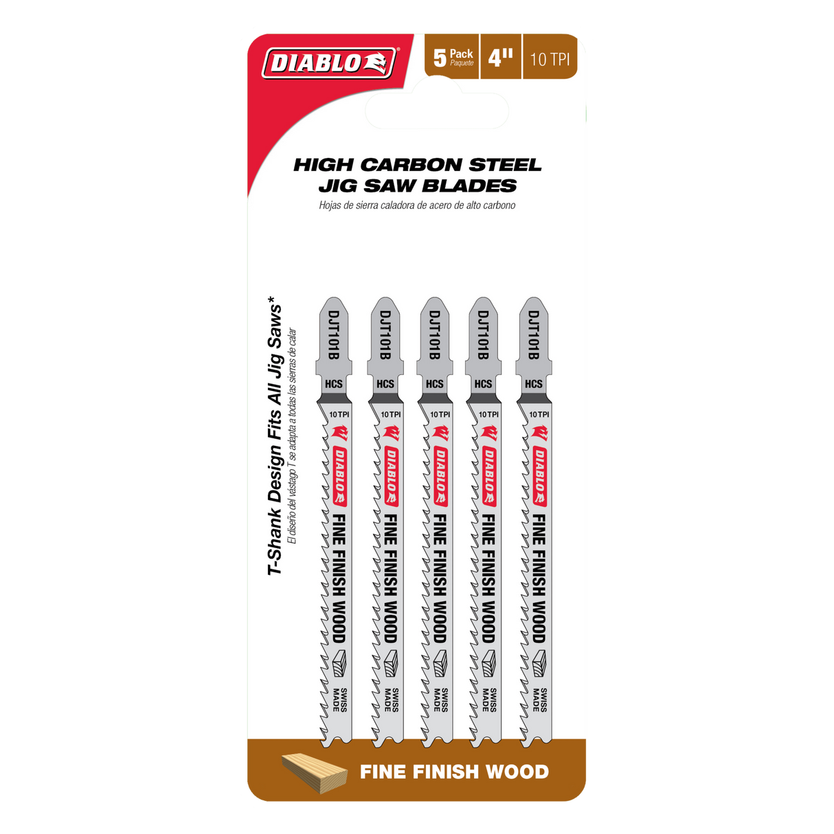 Diablo High Carbon Steel Jig Saw Blade Fine Wood 100mm Pack of 5