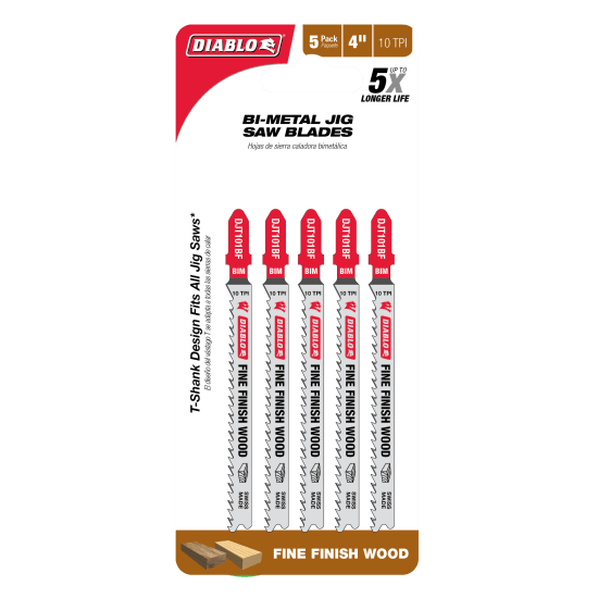 Diablo Bi-Metal Jig Saw Blade - Fine Finish Wood-100mm-Pack of 5 (Each)