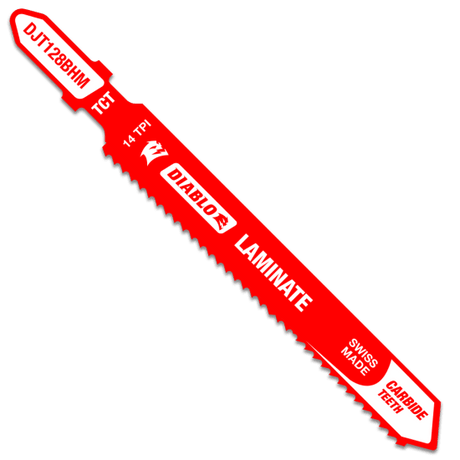 Diablo Tungsten Carbide Jig Saw Blade for Laminate, 92mm, designed for durability and smooth cutting on laminate flooring.