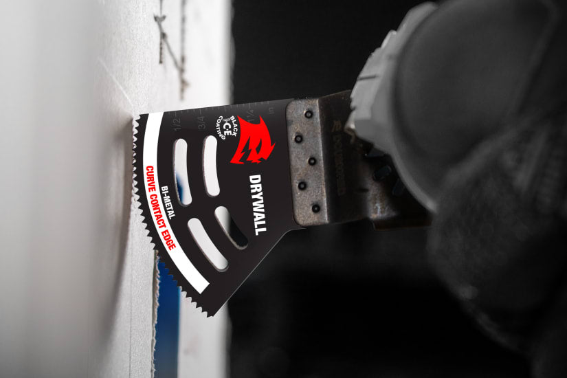 Diablo Bi-Metal Multi-Tool Blade designed for drywall, 40 x 51mm, features ultra-hardened edge and Black I.C.E. coating for durability.