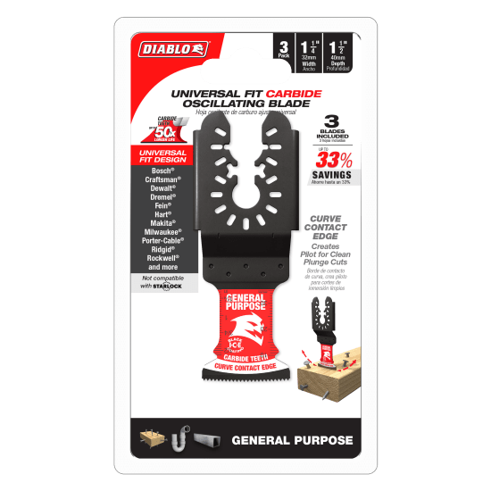 Diablo Carbide Multi-Tool Blades - General Cuts-40 x 32mm-Pack of 3 (Each)