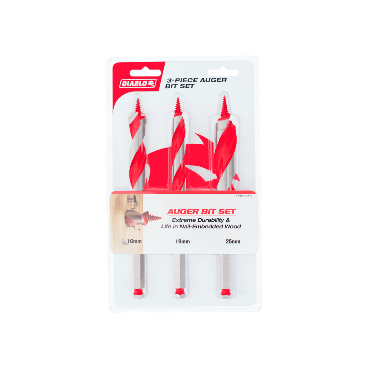 Diablo Auger Bit Set 16, 19 & 25mm 3 Piece