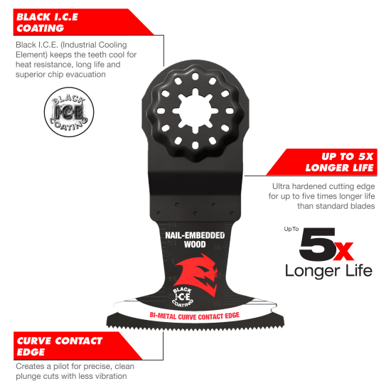 Diablo Starlock Multi-Tool Blade for nail-embedded wood, 65mm x 40mm, featuring ultra-hardened cutting edge and cooling technology.