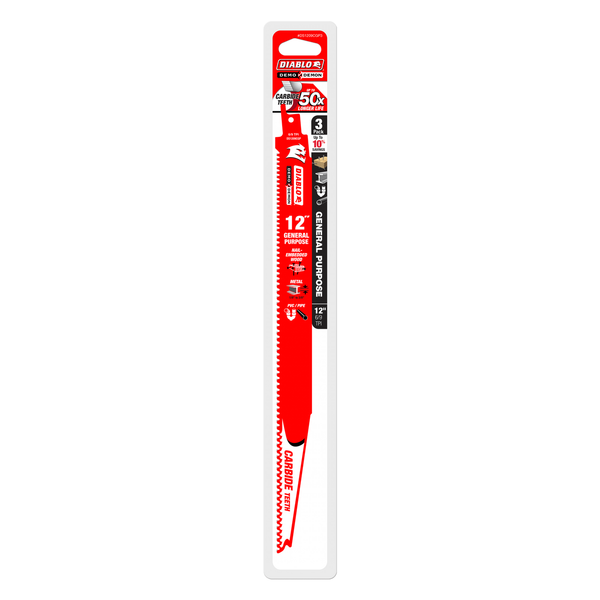 Diablo Demo Demon Carbide General Purpose Recip 12 inch Pack of 3