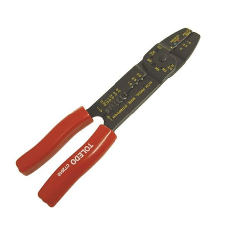 Toledo Combination Crimping Tool-240mm with ergonomic handles for crimping, cutting, and stripping wires efficiently.