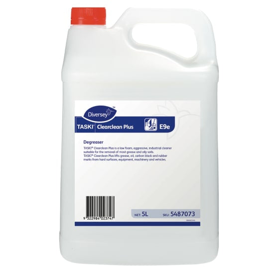 5L container of Clearclean Plus Heavy Duty Degreaser for effective cleaning of tough grease and stains in industrial settings.
