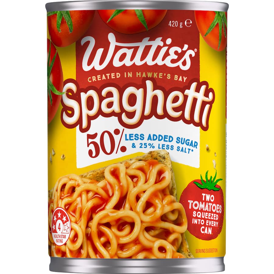 Watties Spaghetti 50% Less Added Sugar Can 420g
