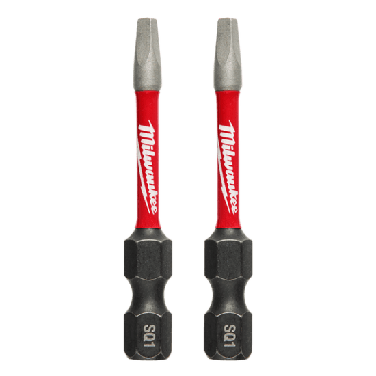 Milwaukee Shockwave Power Bit Square Recess #1, 50mm, pack of 2, designed for durability and optimal performance with impact drivers.