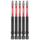 Milwaukee Shockwave Square Recess Power Bits #2, 89mm, pack of 5; durable, wear-resistant, optimized for impact drivers.