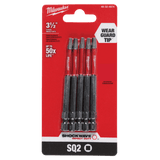 Milwaukee Shockwave Power Bit Square Recess #2, 89mm, Pack of 5, features durable, wear-resistant design for impact drivers.