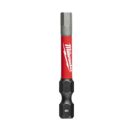 Milwaukee 6mm x 50mm Shockwave Power Bit, featuring enhanced durability, wear guard tip, and laser-etched size markings.