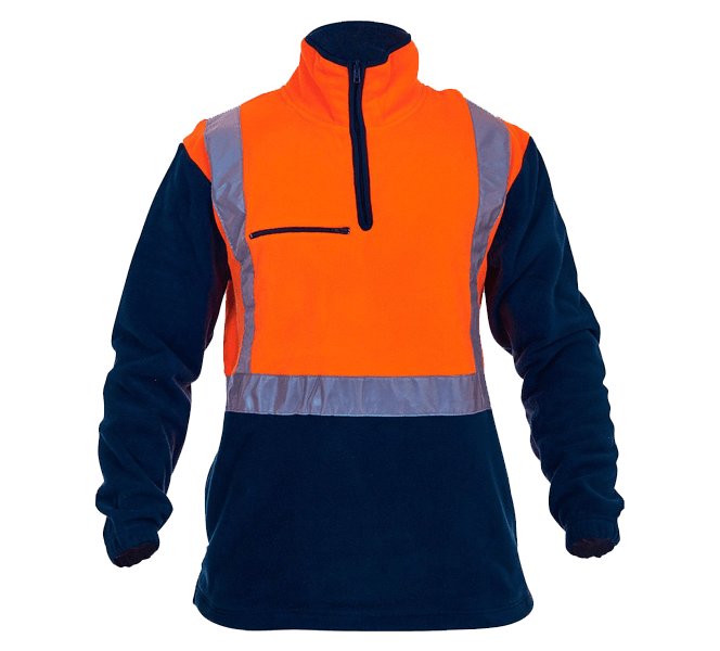 1/2 Zip Polar Fleece Pullover (Each) - Orange/Navy