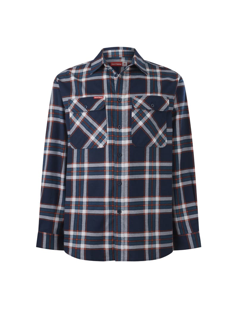 Hard Yakka, Long Sleeve Check Flannel, Y07752 - Nvy Ora Chck (Size: 5XL)