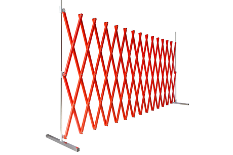 Expandable Safety Barrier 2M x 4M Red, designed for safety zones, features lightweight construction and 180-degree swivel for easy storage.