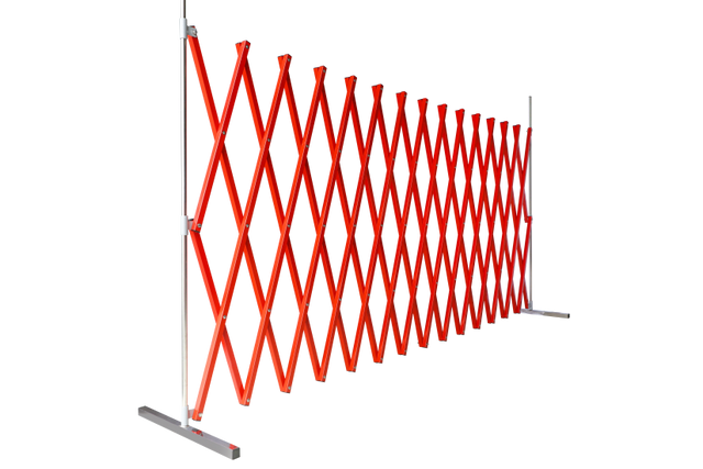 Expandable Safety Barrier 2M x 4M Red, designed for safety zones, features lightweight construction and 180-degree swivel for easy storage.