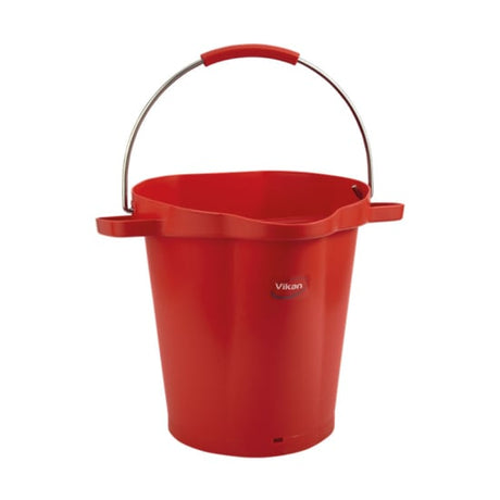 Vikan Heavy Duty Red Bucket 20L, ideal for mixing and transporting solids and liquids with ergonomic design and accurate measurements.