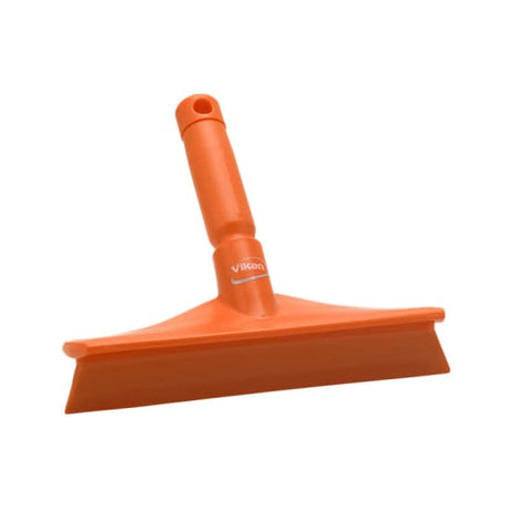 Vikan Hand Squeegee with a 245mm orange blade for hygienic cleaning in kitchens; durable, flexible, and FDA approved.