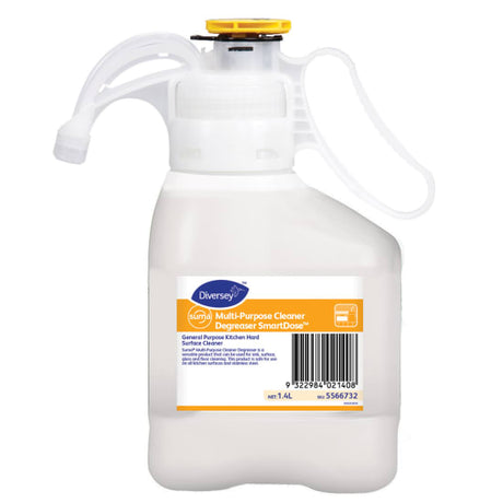 Smartdose Multi-Purpose Cleaner Degreaser 1.4L bottle, ideal for tough grease on various surfaces, safe for stainless steel.