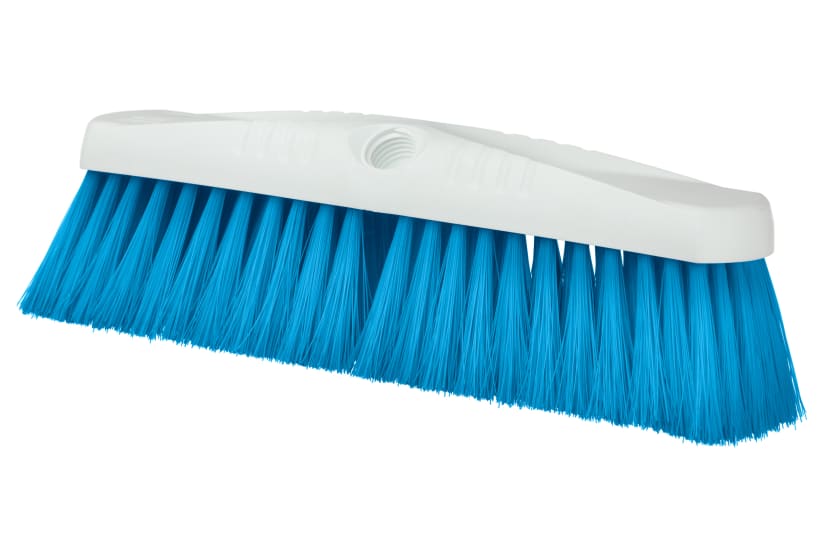 Browns Hygiene Broom Head in blue, 355mm wide, designed for superior cleaning on various surfaces, made in New Zealand.