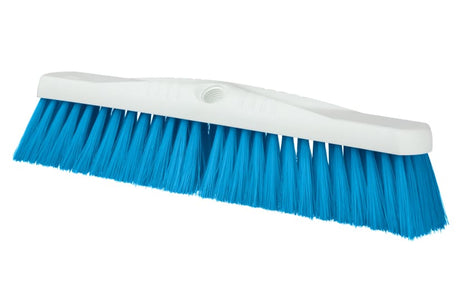 Blue 450mm Browns Hygiene Platform Broom Head with synthetic bristles for efficient, sanitary cleaning in commercial and residential spaces.