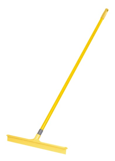 Browns 60cm floor squeegee with yellow mono blade and 1.32m fiberglass handle, ideal for efficient and hygienic cleaning.