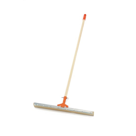 Browns Dairy Shed Floor Squeegee with wooden handle and 610mm rubber blade for efficient floor cleaning in dairy sheds.