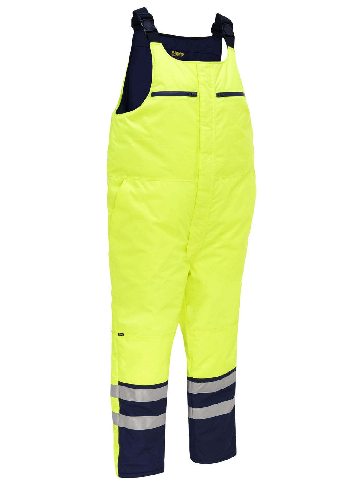 Bisley, Hi Vis Freezer Bib & Brace Coverall Regular Fit - Yellow/Navy (Size: 92)