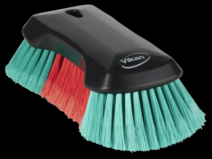 Vikan Hand Held Vehicle Brush XL-230mm, ergonomic design for cleaning tight spaces, soft bristles for scratch-free washing.