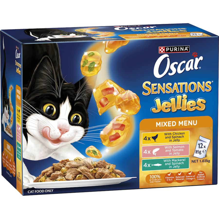 Purina Oscar Wet Cat Food Sensations Jellies Mixed Menu