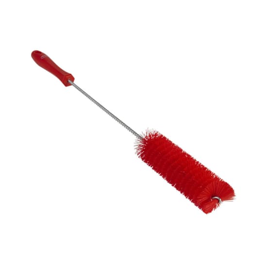 Vikan Stiff Bristle Tube Brush in red, 40mm, designed for cleaning small pipes and narrow machine spaces.