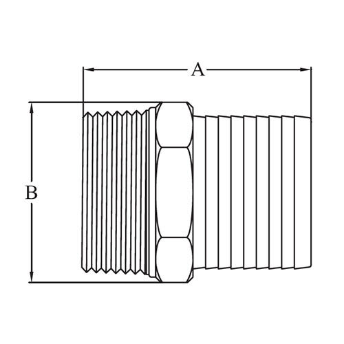 Stainless Steel Hosetail Nipple BSP 3" (Each)