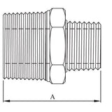 Stainless Steel Reducing Hex Nipple BSP 3/8" x 1/4"