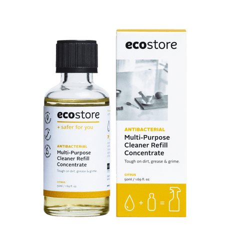 Ecostore 50ml MultiPurpose Cleaner Refill Concentrate, environmentally friendly, antibacterial, reduces plastic waste by 90%.