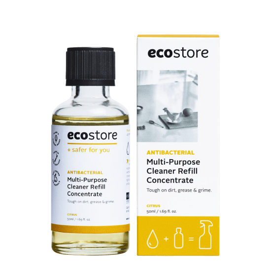 Ecostore 50ml MultiPurpose Cleaner Refill Concentrate, environmentally friendly, antibacterial, reduces plastic waste by 90%.