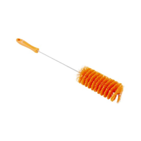 Vikan Stiff Bristle Tube Brush in vibrant orange, 60mm diameter, designed for effective cleaning of pipes and tight spaces.