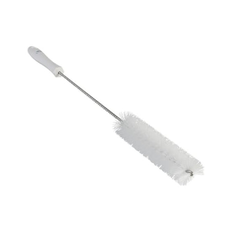 Vikan Stiff Bristle Tube Brush in white, 40mm diameter, features stiff bristles for cleaning small pipes and tight spaces.