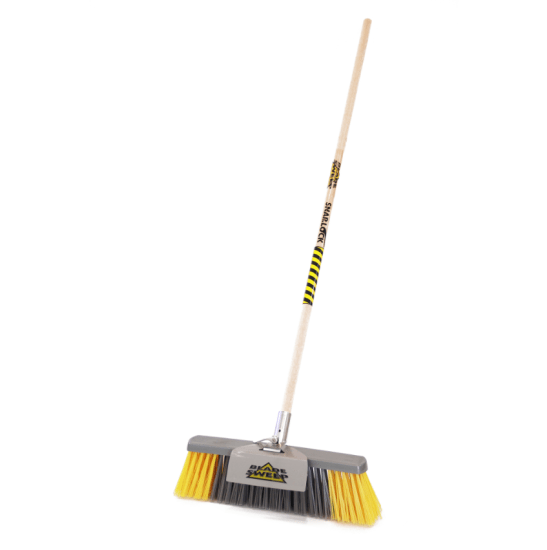 Browns Sweep Broom Complete 450mm with wide blade, synthetic bristles, scraper attachment, and sturdy wooden handle.