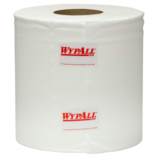 Wypall L20 Heavy Duty Centrefeed Wipers in carton packaging, 4 rolls of 2-ply, 20cm x 165m for effective cleaning and hygiene.