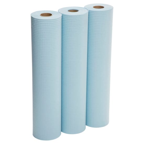 Blue Wypall X50 Large Roll Wipers in a carton of 3, 49cm x 70m, designed for strong absorbency and durability in cleaning tasks.