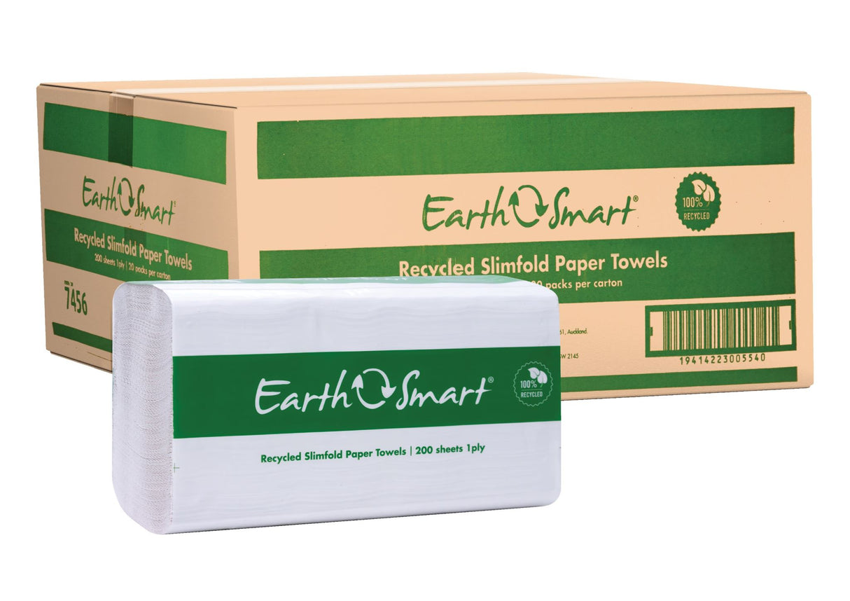 EarthSmart 1ply Recycled Slimfold Paper Towel 200 Sheets (Case of 20 Packs)