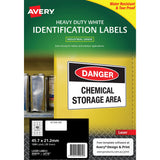 Avery Heavy Duty ID Label L4778 White Laser 45.7x21.2mm 48up 25 (Sheets)