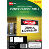Avery Heavy Duty ID Label L7060 White Laser 63.5x38.1mm 21up 25 (Sheets)